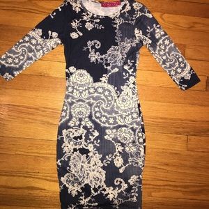 Boohoo Knit Bodycon Mini Dress (Blue)